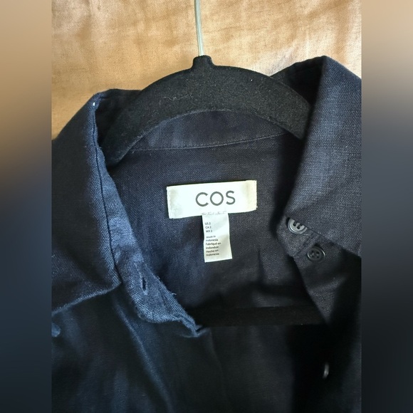 COS linen navy blue basic long sleeve button down shirt - Picture 6 of 8